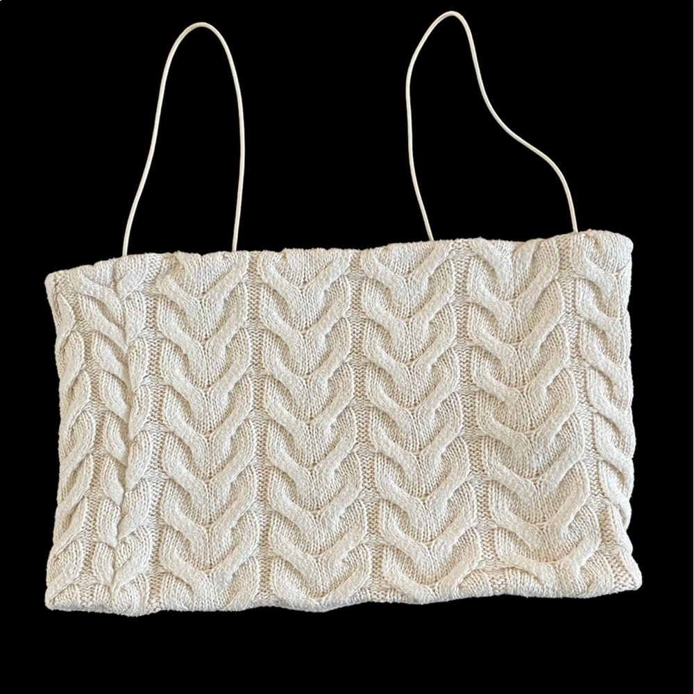 Zara Tube cable knit boho fairy pixie festival spaghetti straps M lined tank top